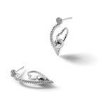 Cubic Zirconia Heart and Bead Stud Earrings in Sterling Silver, 15.05mm - Sophia Jewelers