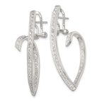 Sterling Silver Polished CZ Fancy Swirl In and Out Omega Back Post Earrings