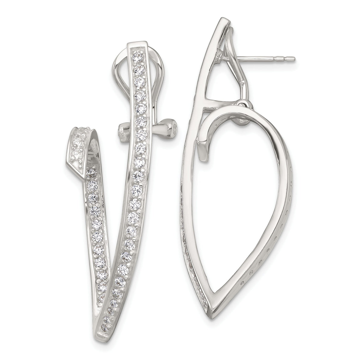 Cubic Zirconia Out Omega Back Stud Earrings in Sterling Silver, 13.45mm - Sophia Jewelers Main image