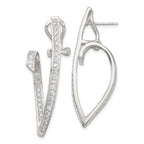 Sterling Silver Polished CZ Fancy Swirl In and Out Omega Back Post Earrings