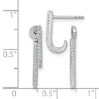 Sterling Silver Rhodium-plated CZ Front and Back Dangle J-Hoop Post Earrings