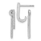 Sterling Silver Rhodium-plated CZ Front and Back Dangle J-Hoop Post Earrings