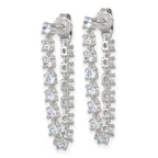Sterling Silver Polished CZ Line Front and Back Post Dangle Earrings