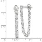 Sterling Silver Polished CZ Line Front and Back Post Dangle Earrings