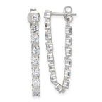 Sterling Silver Polished CZ Line Front and Back Post Dangle Earrings