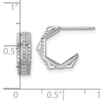 Sterling Silver Rhodium-plated CZ 3-Row Polished J-Hoop Post Earrings