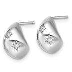 Sterling Silver Rhodium-plated CZ Polished Star Post J-Hoop Earrings