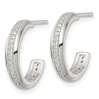 Sterling Silver Polished 16x3.5mm CZ Post C-Hoop Earrings