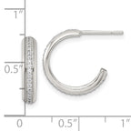 Sterling Silver Polished 16x3.5mm CZ Post C-Hoop Earrings