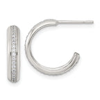 Sterling Silver Polished 16x3.5mm CZ Post C-Hoop Earrings