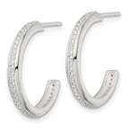 Sterling Silver Polished 21.5x3.5mm CZ Post C-Hoop Earrings