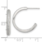 Sterling Silver Polished 21.5x3.5mm CZ Post C-Hoop Earrings