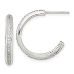 Sterling Silver Polished 21.5x3.5mm CZ Post C-Hoop Earrings