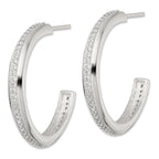 Sterling Silver Polished 26.5x3.5mm CZ Post C-Hoop Earrings