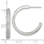 Sterling Silver Polished 26.5x3.5mm CZ Post C-Hoop Earrings