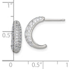 Sterling Silver Polished Pave CZ Post J-Hoop Earrings