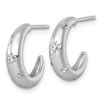 Sterling Silver Rhodium-plated Polished CZ Stars Post C-Hoop Earrings