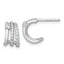 Sterling Silver Rhodium-plated Polished Beaded CZ Post C-Hoop Earrings