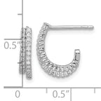 Sterling Silver Rhodium-plated CZ Polished Double Row J-Hoop Post Earrings