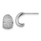 Sterling Silver Rhodium-plated CZ Pave Polished J-Hoop Post Earrings