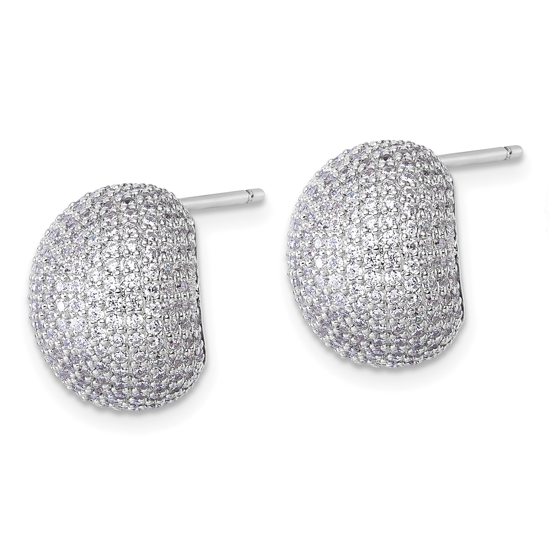 Sterling Silver Rhodium-plated CZ Pave Polished Post Earrings Secondary image
