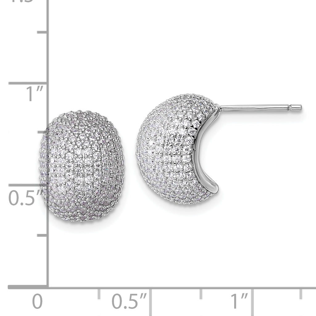 Sterling Silver Rhodium-plated CZ Pave Polished Post Earrings