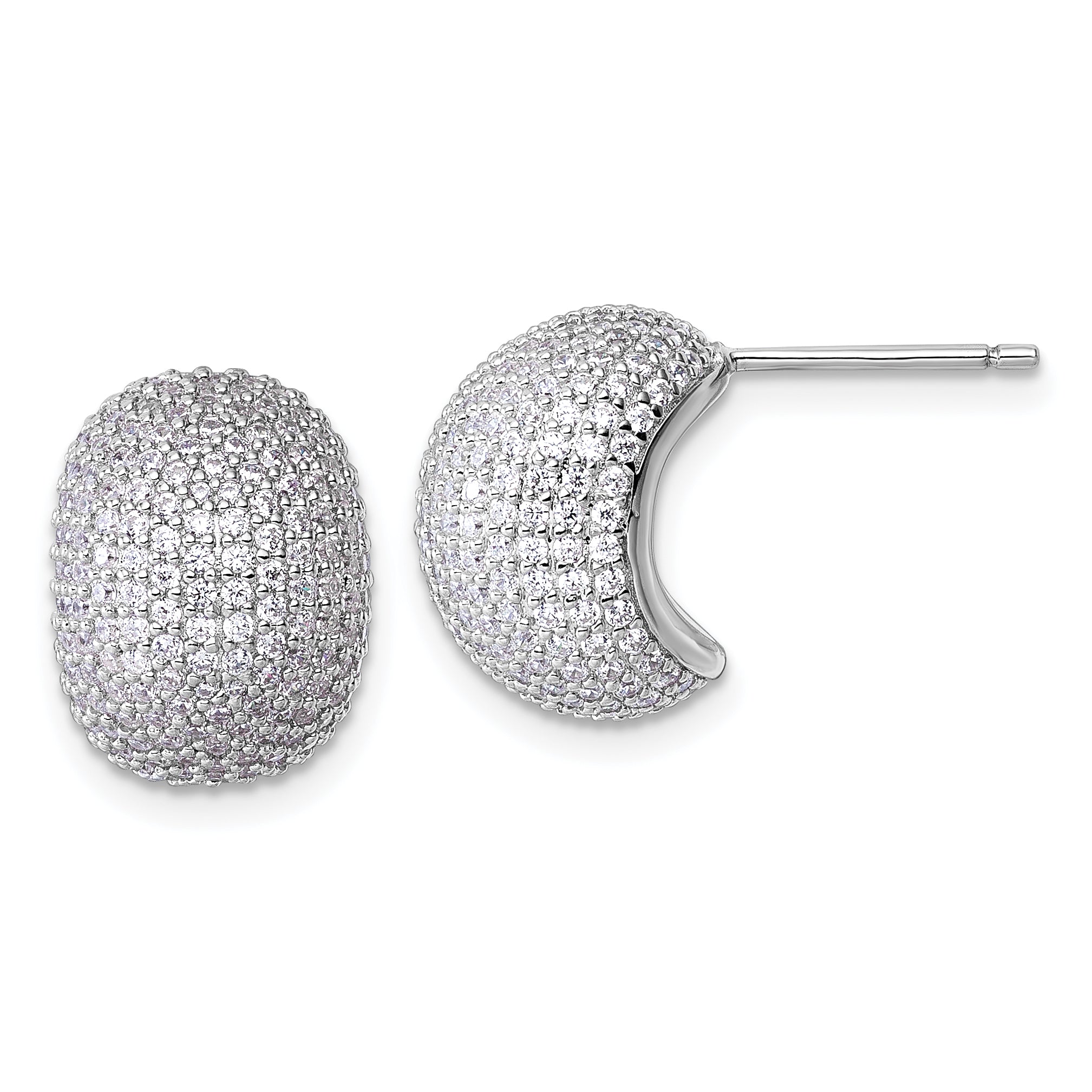 Sterling Silver Rhodium-plated CZ Pave Polished Post Earrings Main image