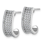 Sterling Silver Rhodium-plated Pave CZ J-Hoop Post Earrings