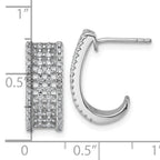 Sterling Silver Rhodium-plated Pave CZ J-Hoop Post Earrings