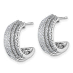 Sterling Silver Rhodium-plated Five Row J-Hoop Post Earrings