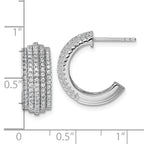 Sterling Silver Rhodium-plated Five Row J-Hoop Post Earrings
