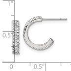 Sterling Silver Polished 3.2mm 2-Row CZ Post C-Hoop Earrings