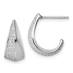 Sterling Silver Rhodium-plated CZ Polished J-Hoop Post Earrings