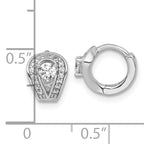 Sterling Silver Rhodium-plated Polished CZ Halo Hinged Hoop Earrings