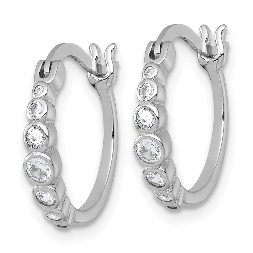Sterling Silver Rhodium-plated Graduated CZ Hoop Earrings