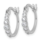 Sterling Silver Rhodium-plated Graduated CZ Hoop Earrings