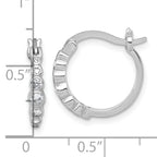 Sterling Silver Rhodium-plated Graduated CZ Hoop Earrings
