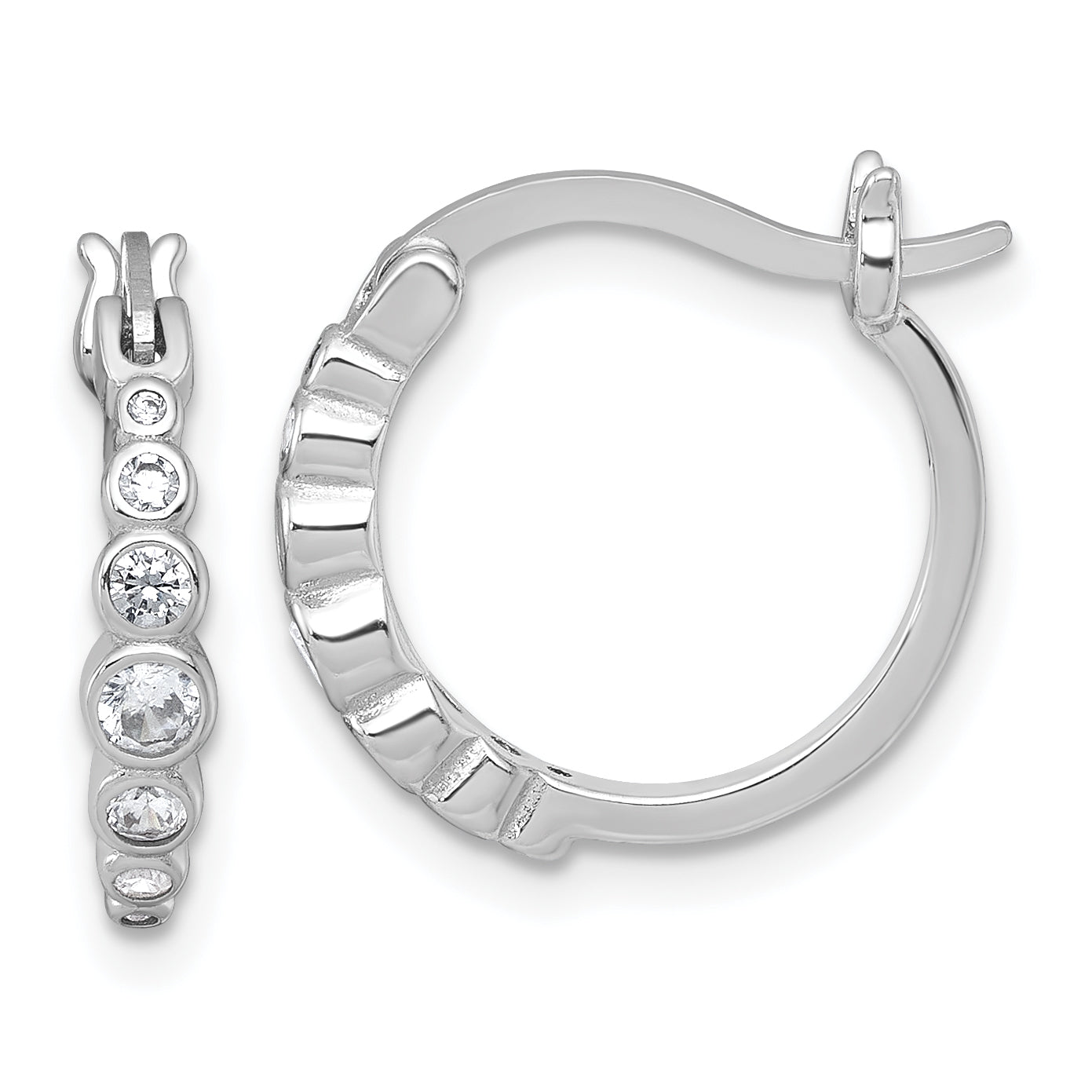 Sterling Silver Rhodium-plated Graduated CZ Hoop Earrings Main image