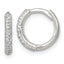 Sterling Silver Polished CZ 12mm Hinged Round Hoop Earrings