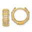 Sterling Silver Gold-Tone Polished and Textured CZ 5.4mm Round Hinged Hoop Earrings