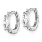 Sterling Silver Rhodium-plated Polished Round and Marquise CZ Round Hinged Hoop Earrings