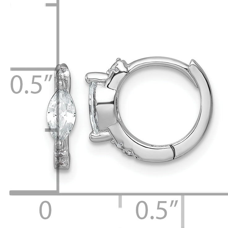 Sterling Silver Rhodium-plated Polished Round and Marquise CZ Round Hinged Hoop Earrings