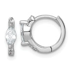 Sterling Silver Rhodium-plated Polished Round and Marquise CZ Round Hinged Hoop Earrings