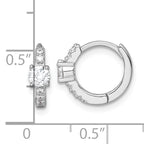 Sterling Silver Rhodium-plated Polished CZ Round Hinged Hoop Earrings