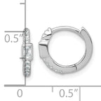 Sterling Silver Rhodium-plated Polished Round and Emerald-cut CZ Round Hinged Hoop Earrings
