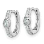 Sterling Silver Rhodium-plated Polished Round and Oval CZ Round Hinged Hoop Earrings