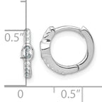 Sterling Silver Rhodium-plated Polished Round and Oval CZ Round Hinged Hoop Earrings
