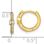 Sterling Silver Gold-tone Polished Round and Pear Shaped CZ Round Hinged Hoop Earrings
