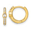 Sterling Silver Gold-tone Polished Round and Pear Shaped CZ Round Hinged Hoop Earrings