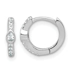 Sterling Silver Rhodium-plated Polished Round and Pear Shaped CZ Round Hinged Hoop Earrings